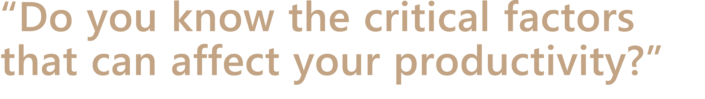 “Do you know the critical factors that can affect your productivity?”