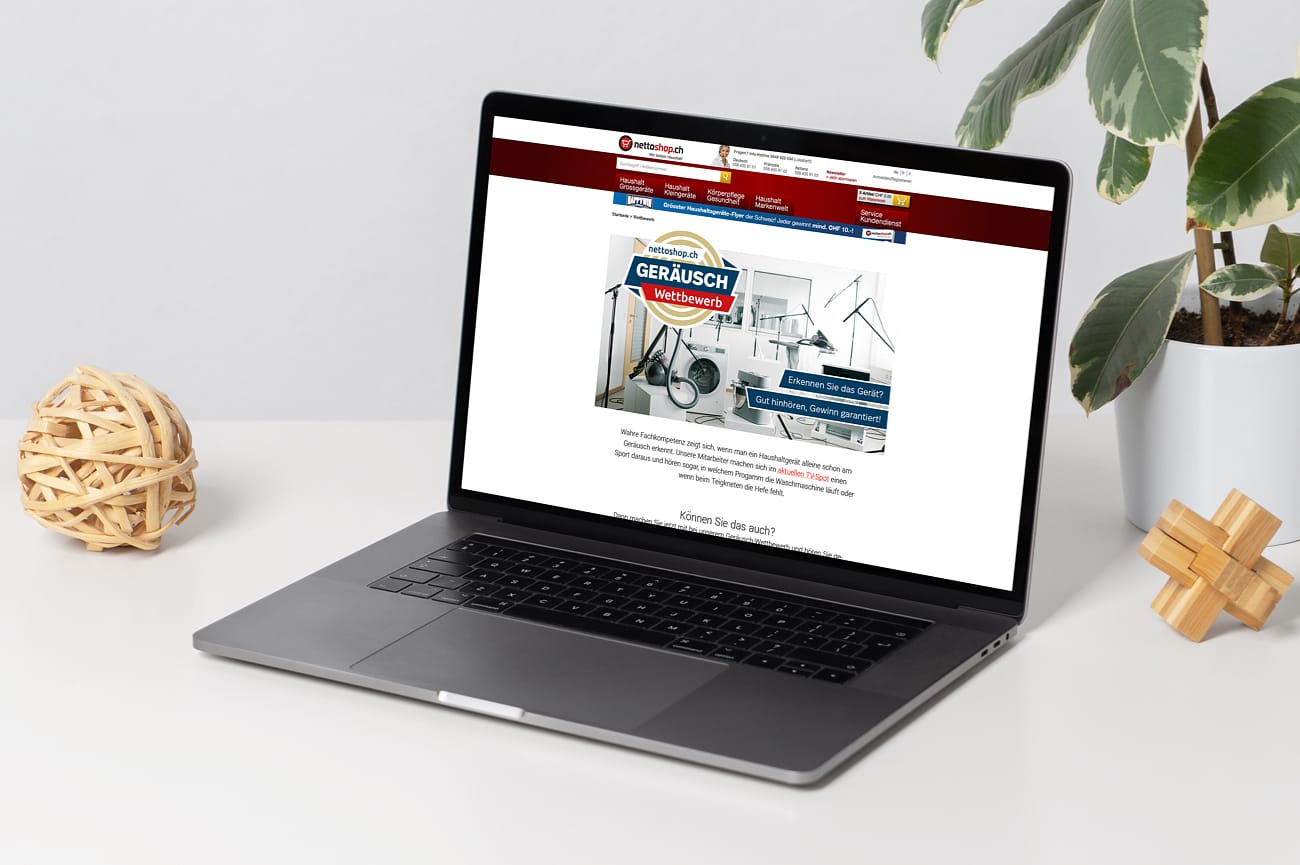 Landingpage Geräusch-Wettbewerb nettoshop.ch