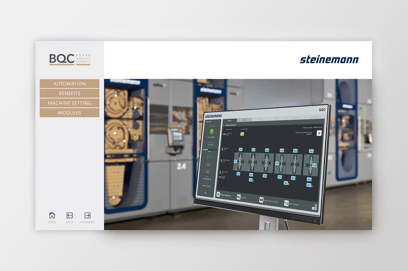Interaktive Präsentation Steinemann Technology AG Homescreen
