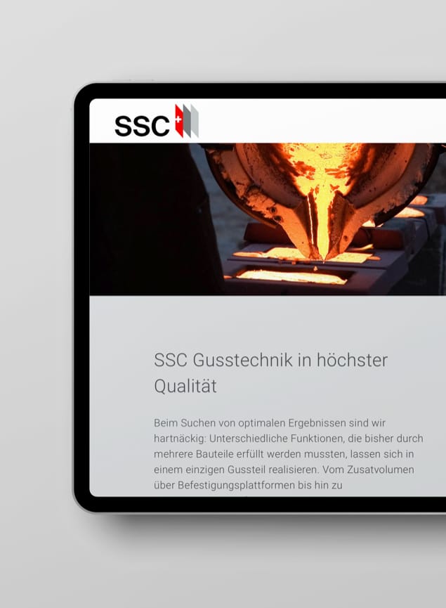 Unterseite Tablet Website SSC Swiss Shielding Corporation AG