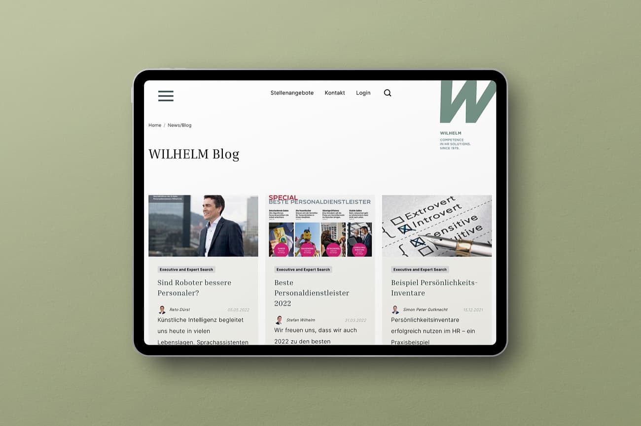 Tablet Website Wilhelm AG